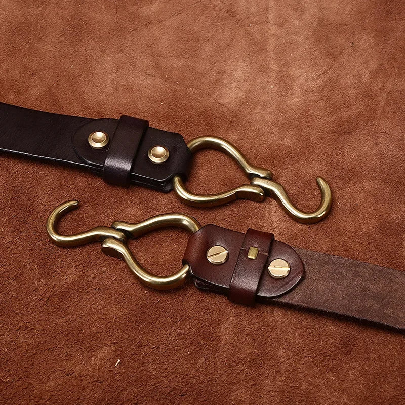 Men’s Full‑Grain Leather Belt – Copper Buckle Edition
