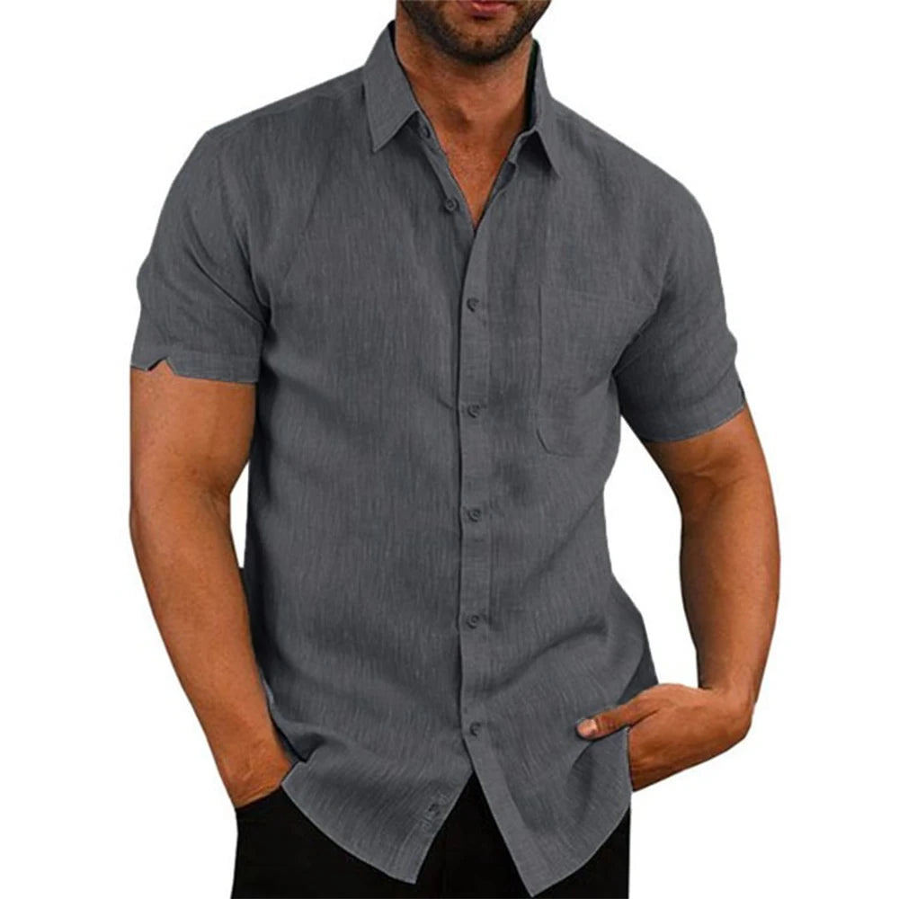 Norvello Classic Linen Short-Sleeved Shirt