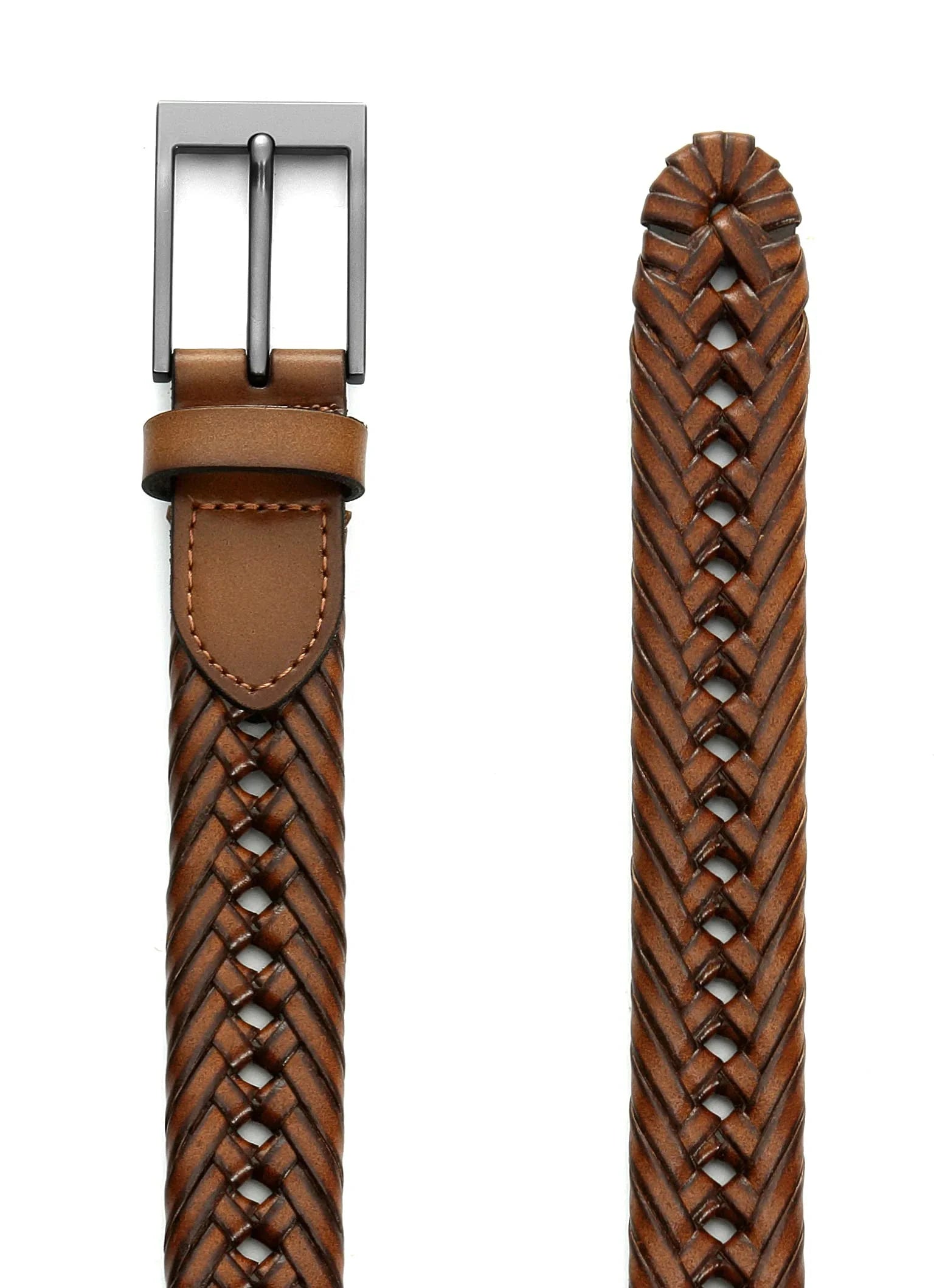 Men’s Genuine Leather Belt – Vintage Braided Casual Edition