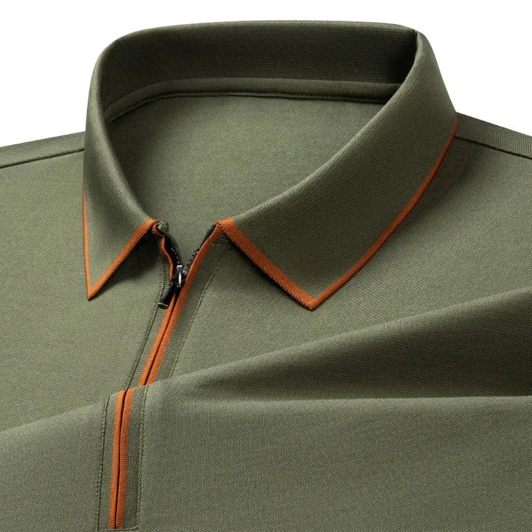 Men's Silk Zipper Polo