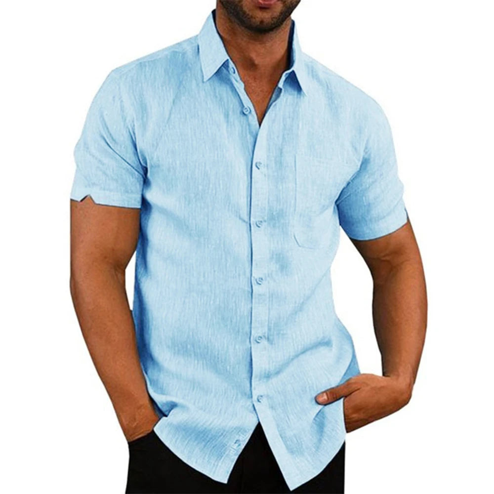 Norvello Classic Linen Short-Sleeved Shirt