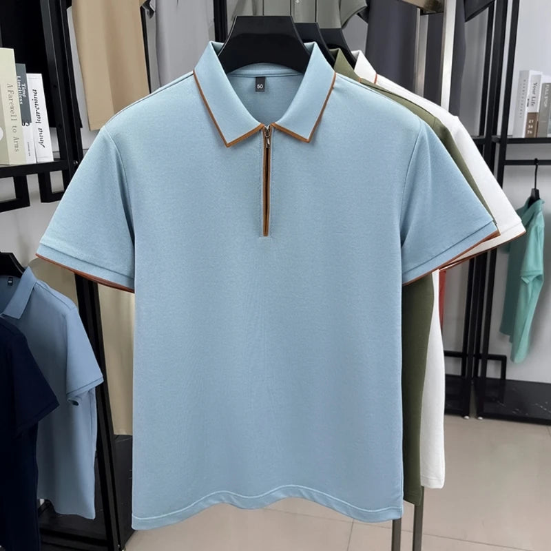 Men's Silk Zipper Polo