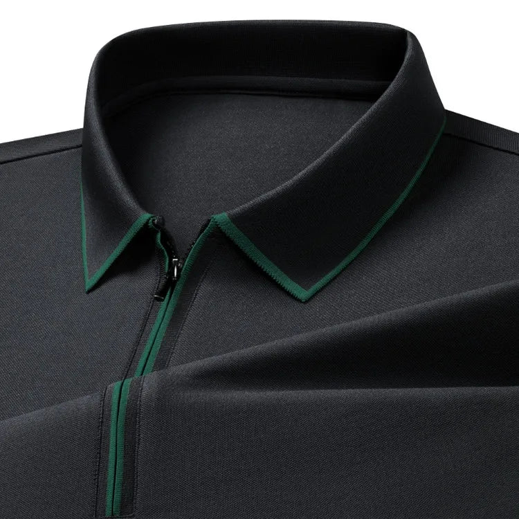 Men's Silk Zipper Polo