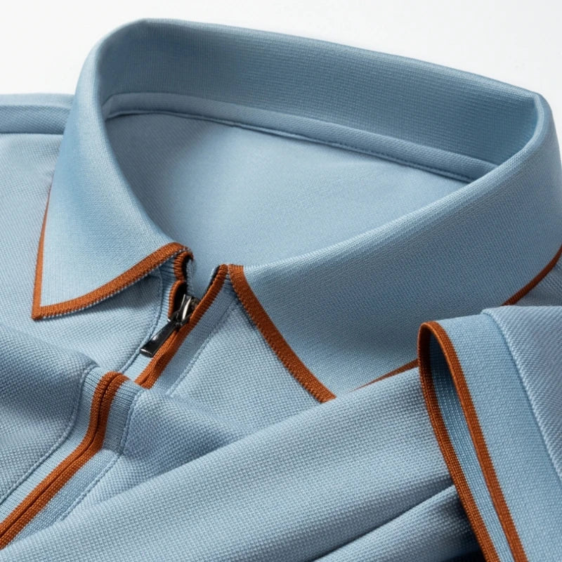 Men's Silk Zipper Polo