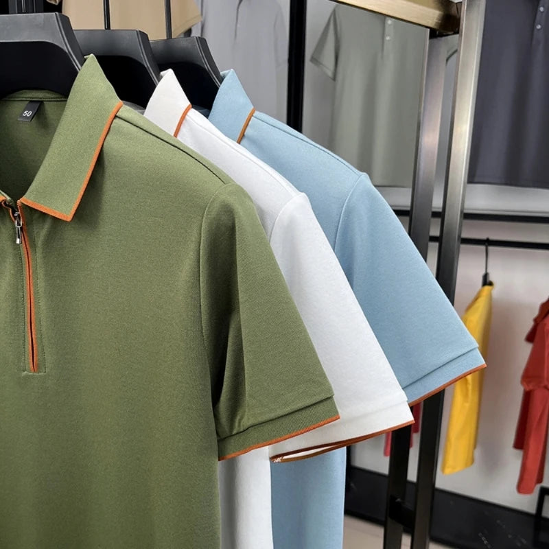 Men's Silk Zipper Polo