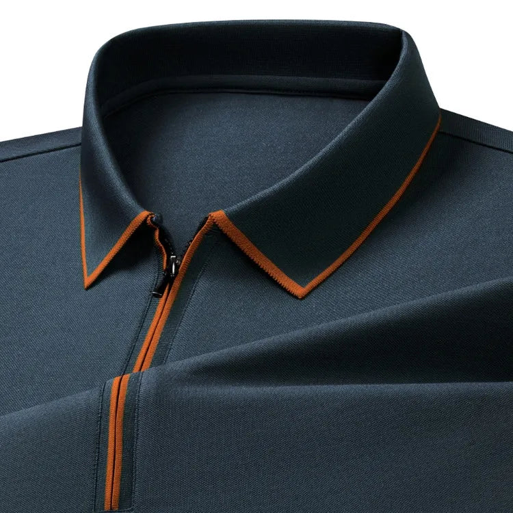 Men's Silk Zipper Polo