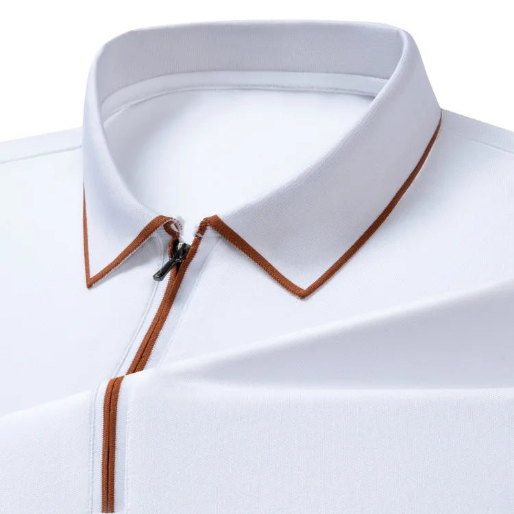 Men's Silk Zipper Polo