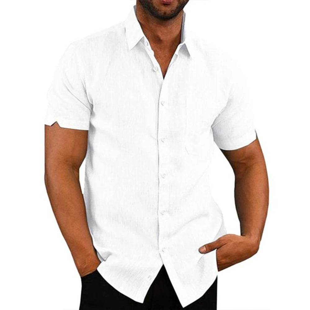 Norvello Classic Linen Short-Sleeved Shirt