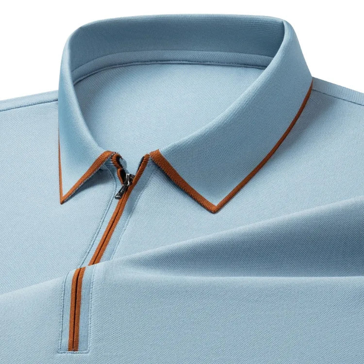 Men's Silk Zipper Polo