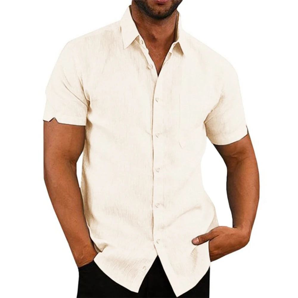 Norvello Classic Linen Short-Sleeved Shirt