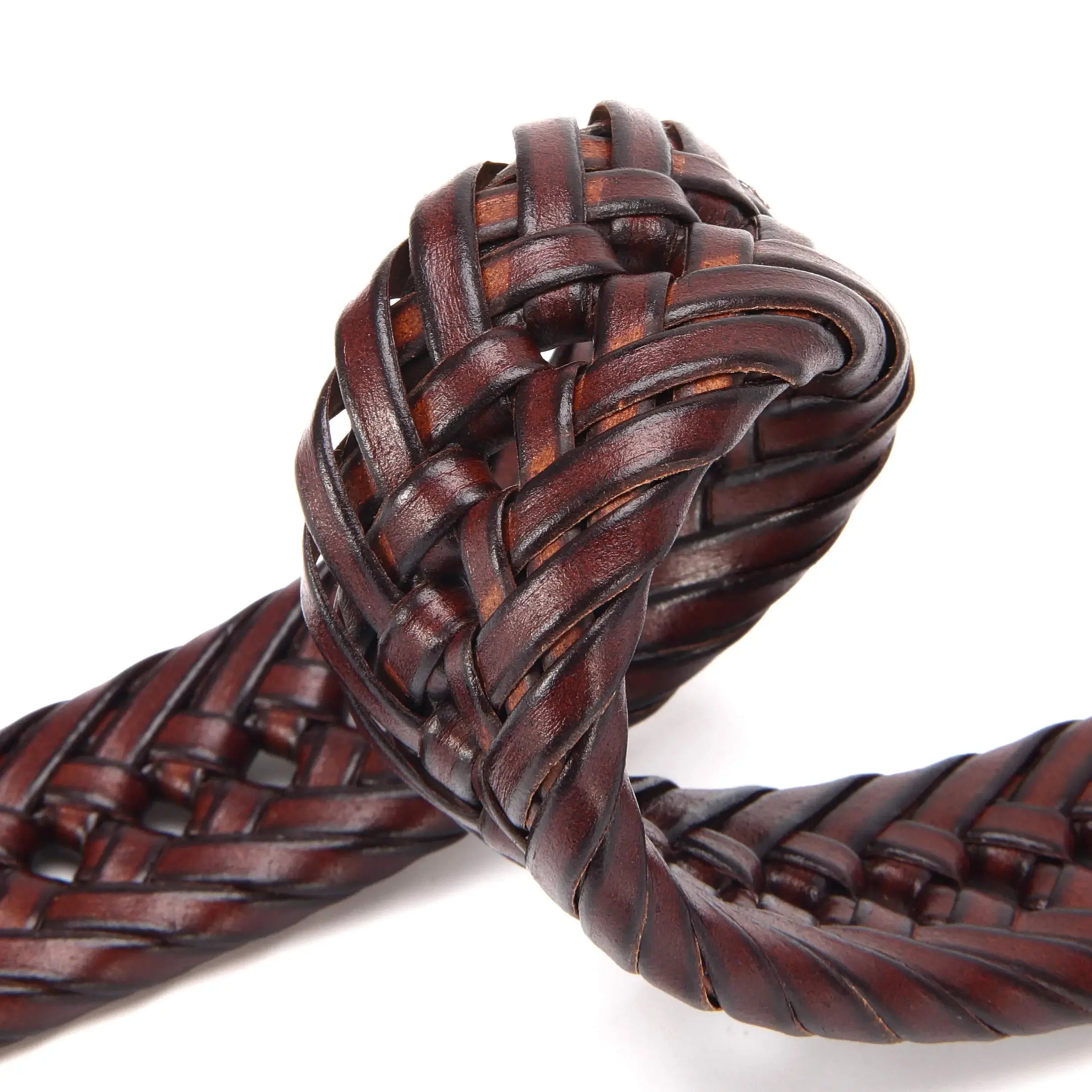 Men’s Genuine Leather Belt – Vintage Braided Casual Edition